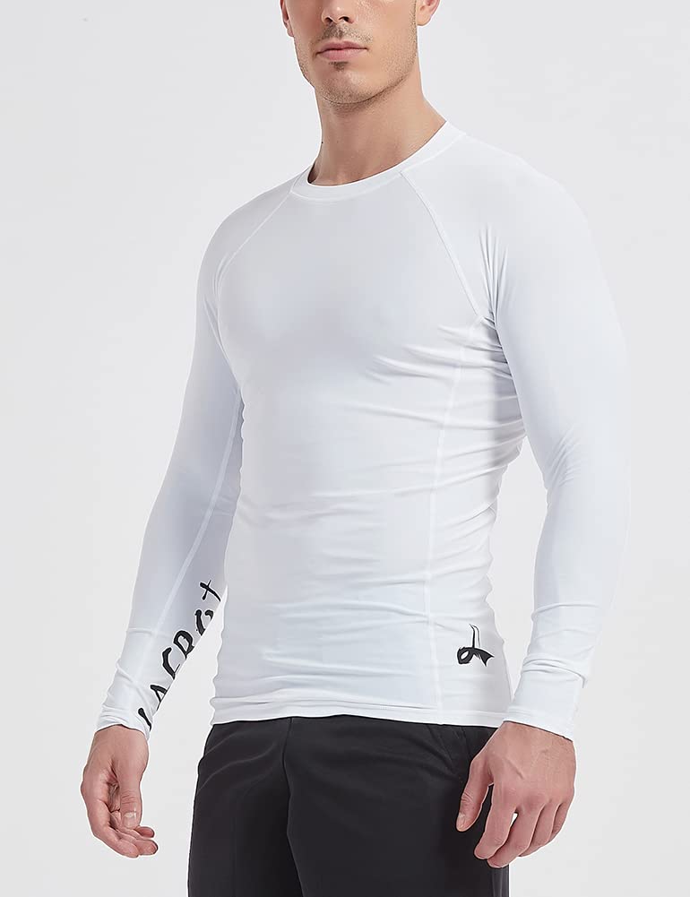 LAFROI Men's Long Sleeve UPF 50+ Baselayer Skins Performance Fit Compression Rash Guard-CLYYB Asym White Size MD - Image 5